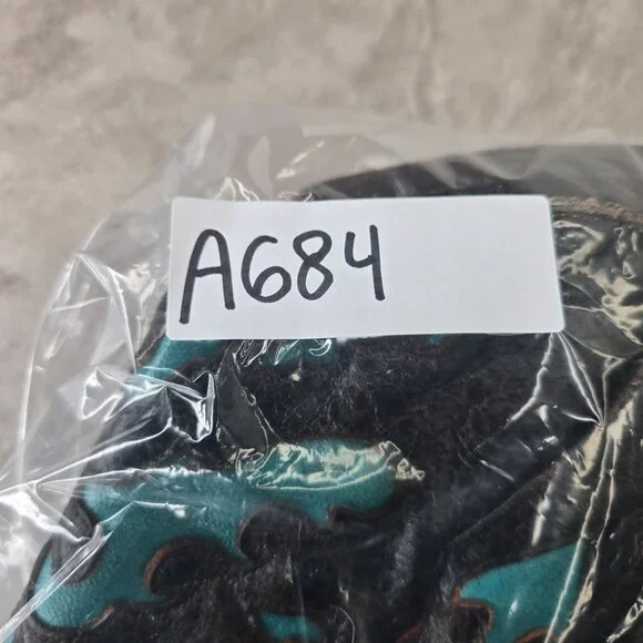 Corral Vintage Western Boots Sz 8 Knee high Brown Aqua Pointed Toe Boho Cowgirl - Picture 13 of 13